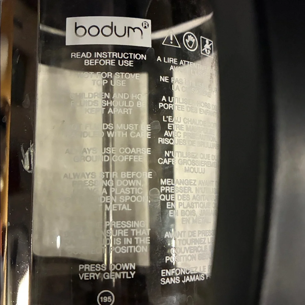 Bodum Chrome and Black French Press Used for a Week in VRBO For Guests Like Nee